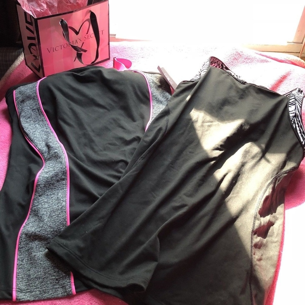 2*Victoria's Secret Black VSX Sexy Sport Tank Tops